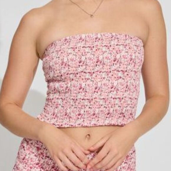 Snow White & Ditsy Rose Strapless Tube Top - Picture 2 of 3